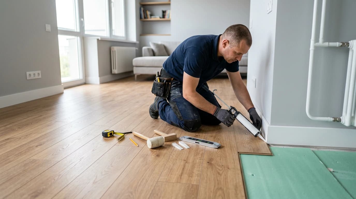 Монтаж пола и плинтусов